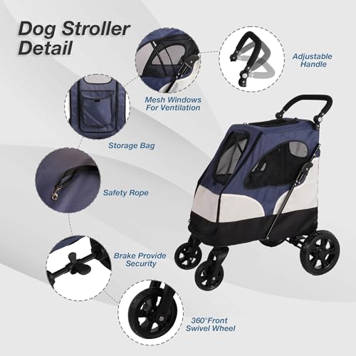 Folding Pet Stroller with Storage Bag and Adjustable Handle Z341