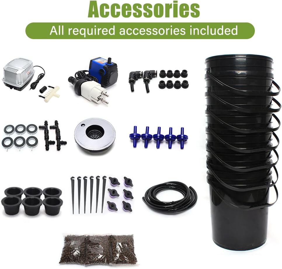 7 Bucket 5 Gallon Hydroponic Growing Kit with Pump W57950