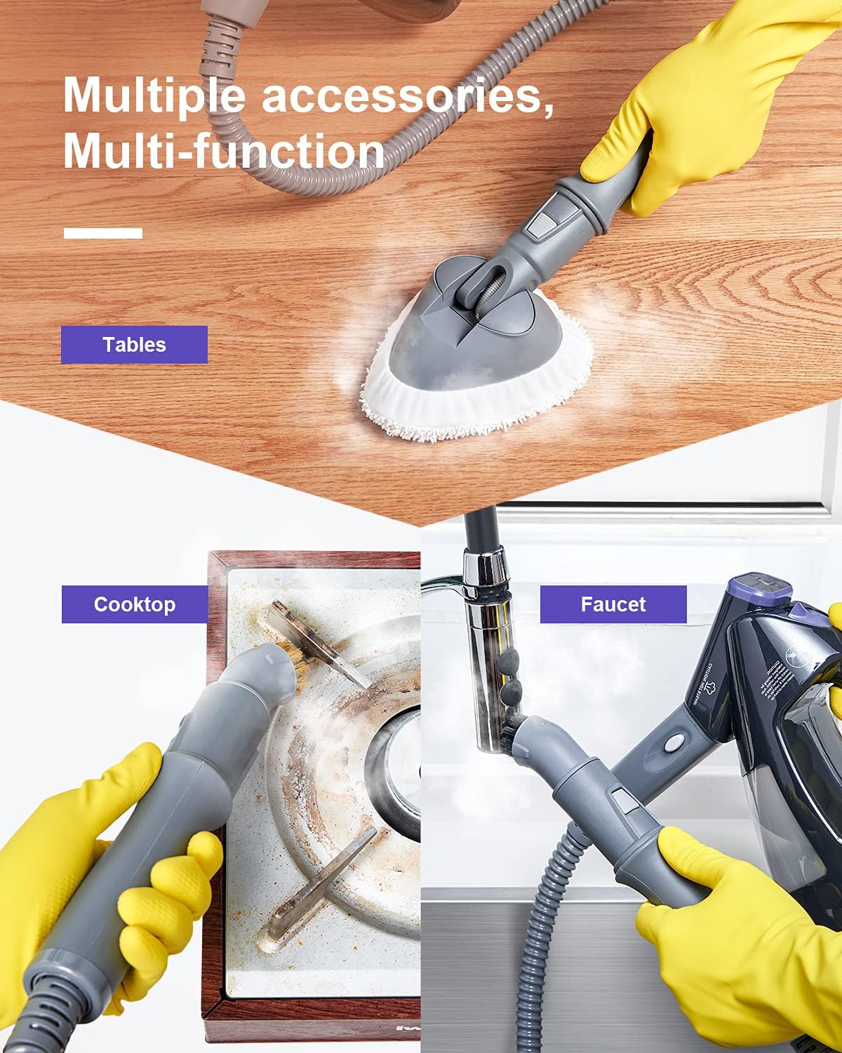 9-in-1 Steam Mop Cleaner with Detachable Handheld Unit J26090