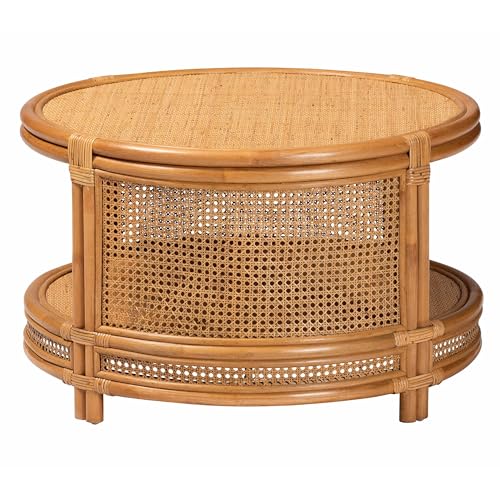 2-Tier Light Honey Rattan Coffee Table L250