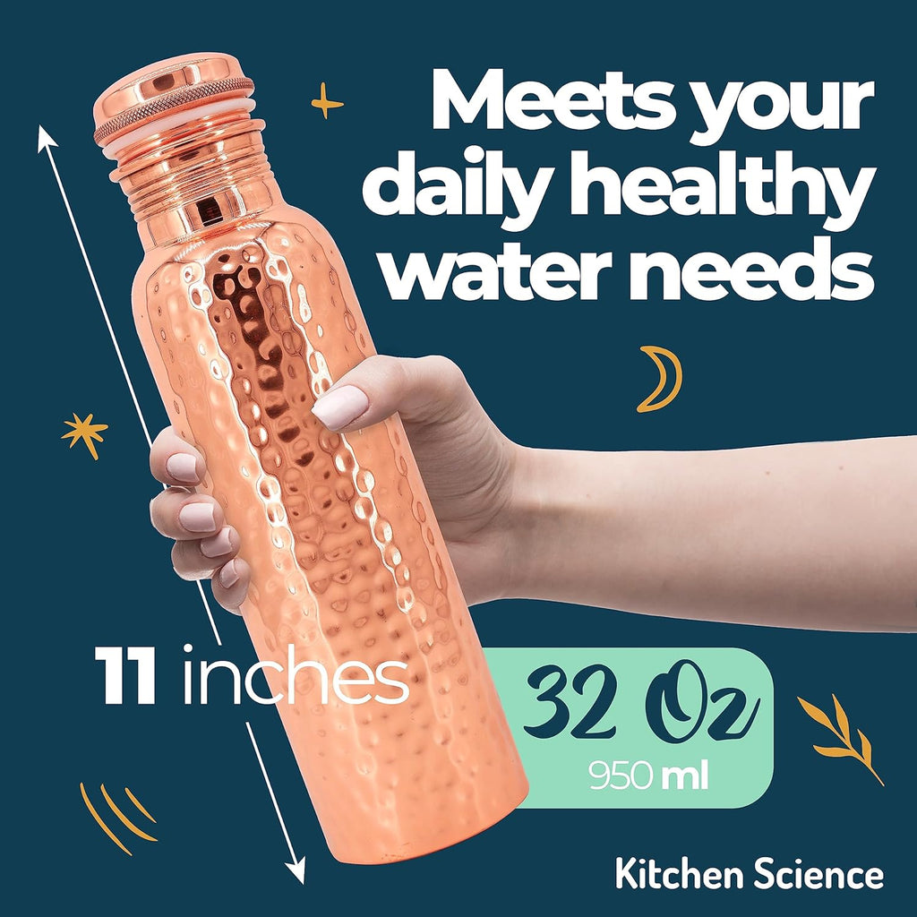 Copper Water Bottle 34oz 1000 ml with Copper Tumbler Carrying Bag O796981