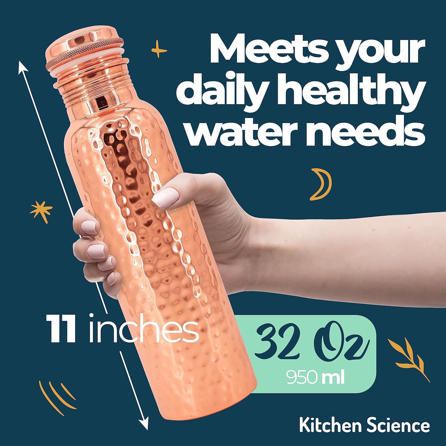 Copper Water Bottle 34oz 1000 ml with Copper Tumbler Carrying Bag O796981