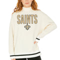 White Mock Neck Fleece Pullover Sweatshirt U336291