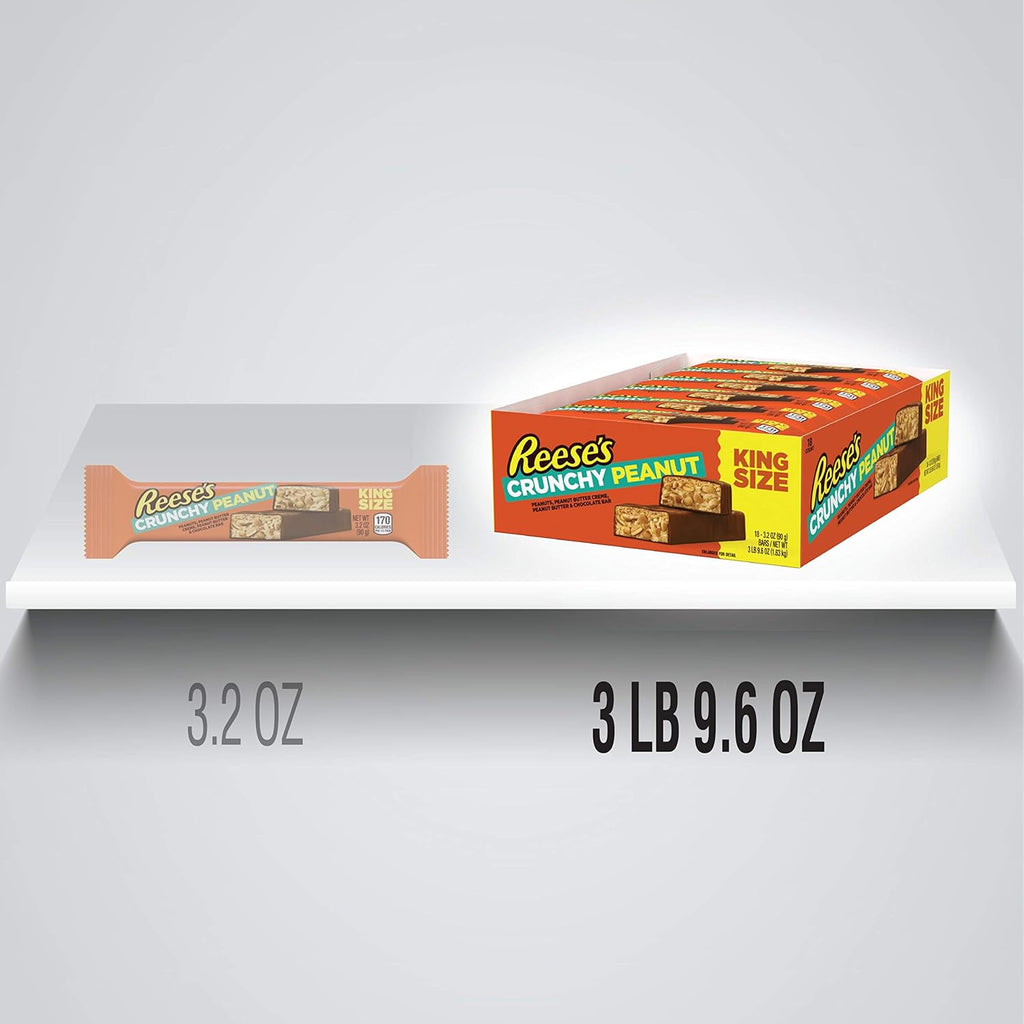 Crunchy Peanut Peanut Butter and Peanuts King Size Candy Bars, 3.2 oz (18 Count) F80259