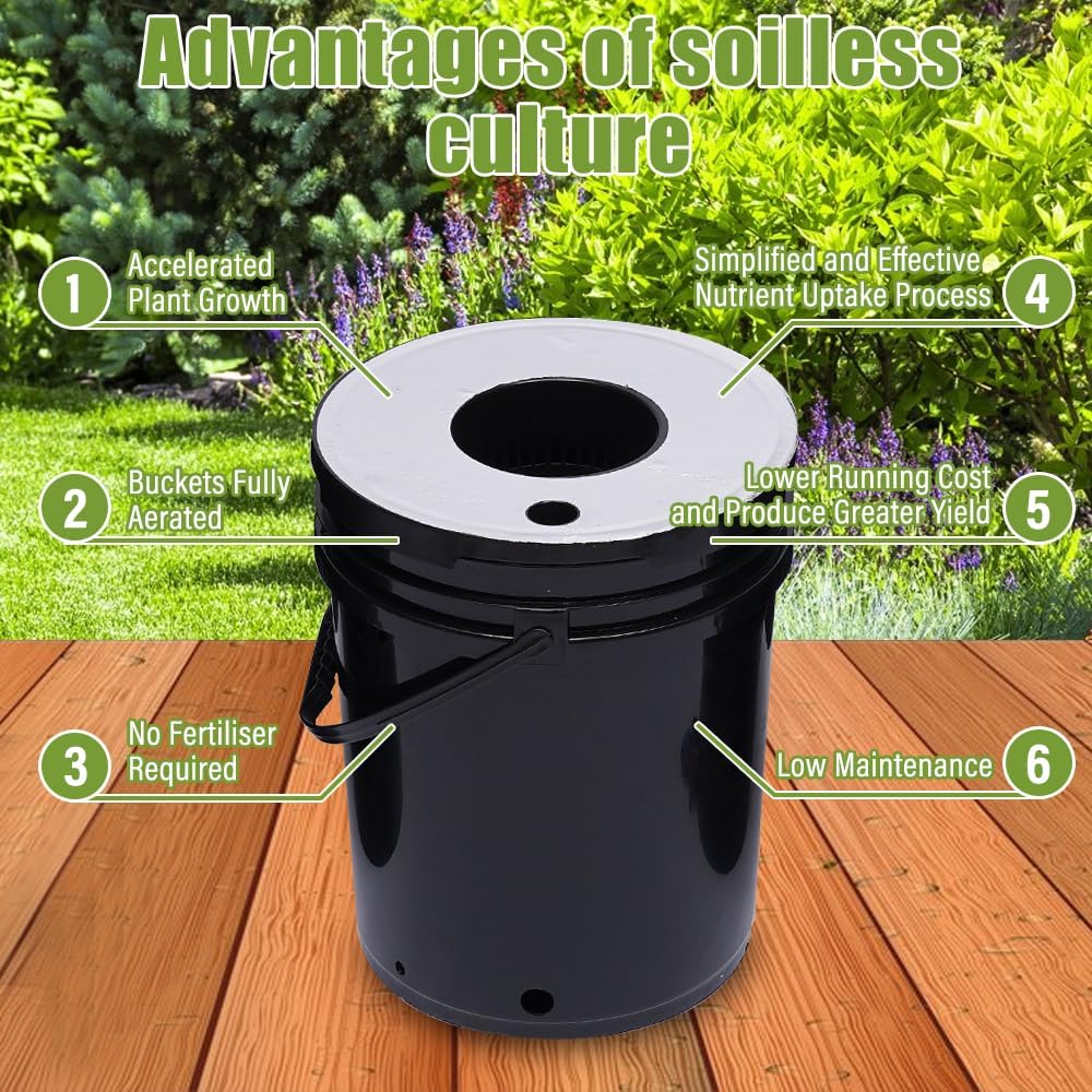 7 Bucket 5 Gallon Hydroponic Growing Kit with Pump W57950
