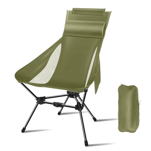 Lightweight Foldable Camping Chair with Headrest and Storage Bag U290