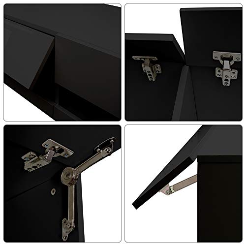 Black Wall Mounted Floating Media Console with LEDs, W 70.9 x D 16.5 x H 11.8 inch Q6375