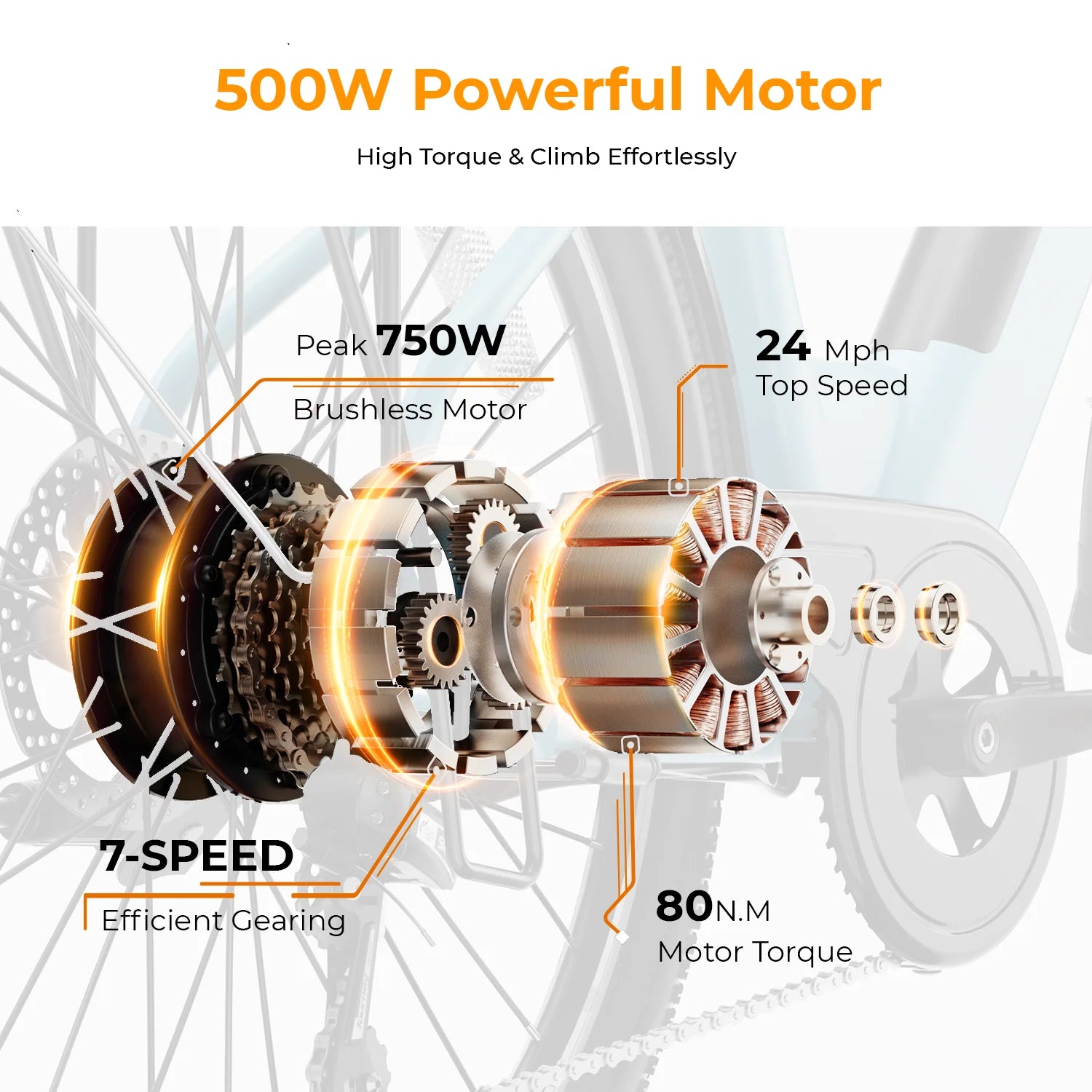 Electric Bike 500W 36V 13Ah Removable Battery 26 7-Speed L17154