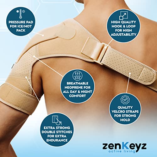 Gray Neoprene Shoulder Compression Sleeve Wrap Z34546