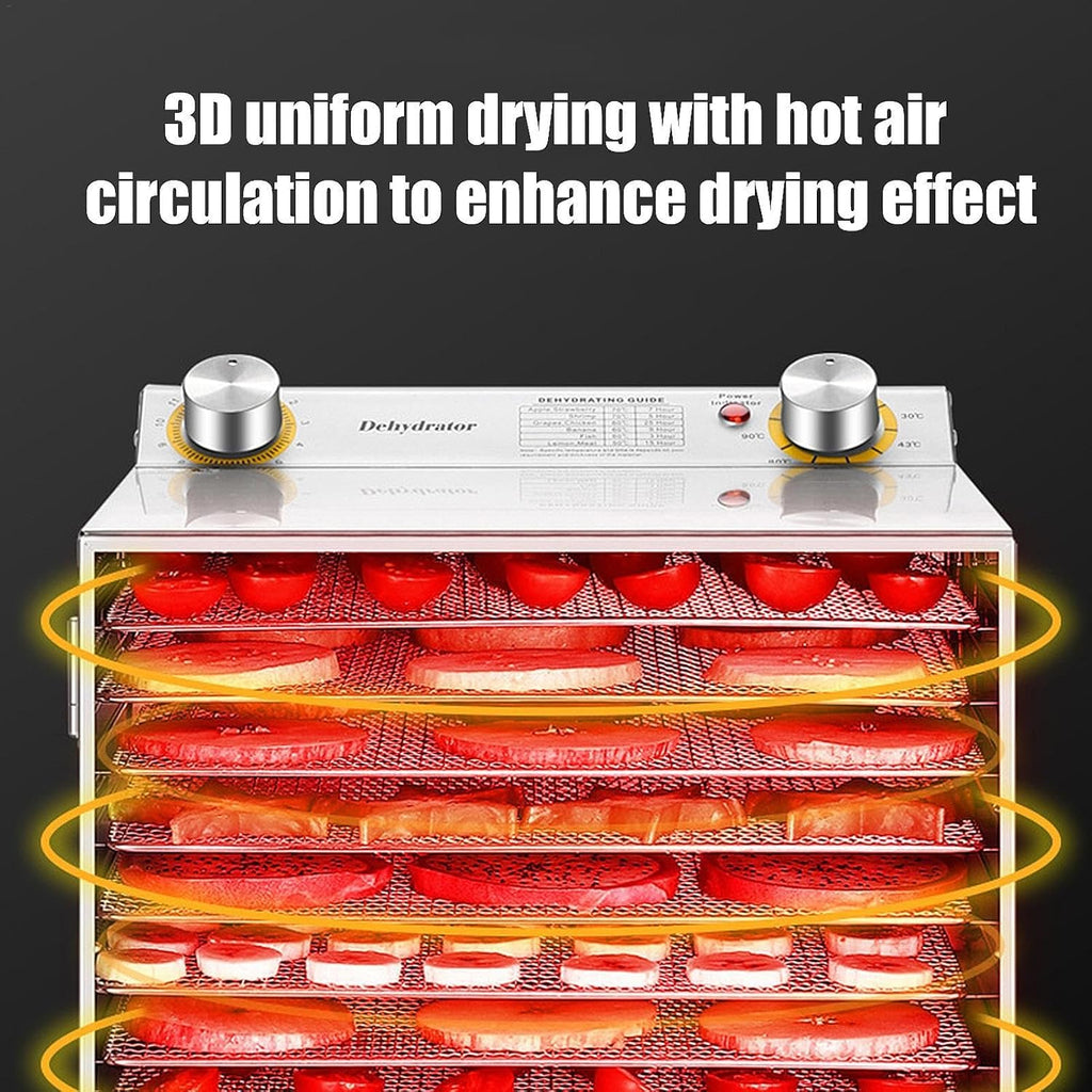 8 Stainless Steel Tray Food Dehydrator with Adjustable Temperature and Digital Timer R3553