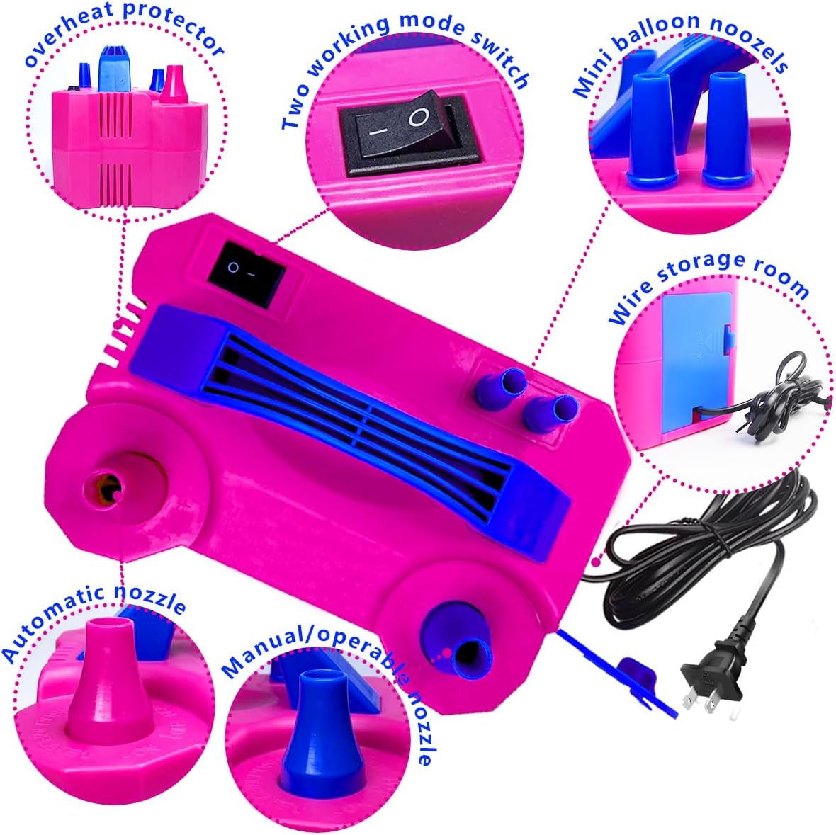 Portable 2 Modes Electric Balloon Pump with 14 Balloon Arch Kits G144339