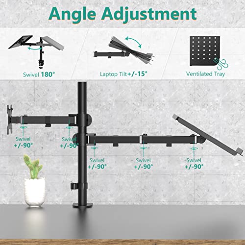 Extra Tall Single Monitor Desk Mount with Tray, Black A38416