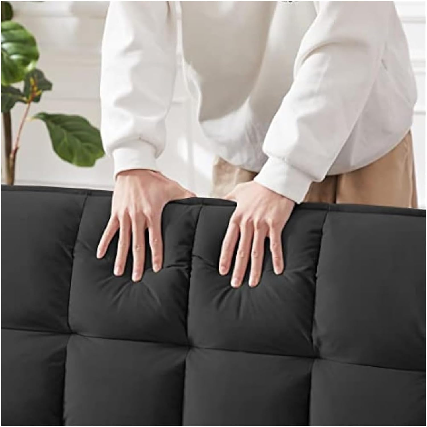 Light Gray Velvet Convertible Sleeper Sofa F87706