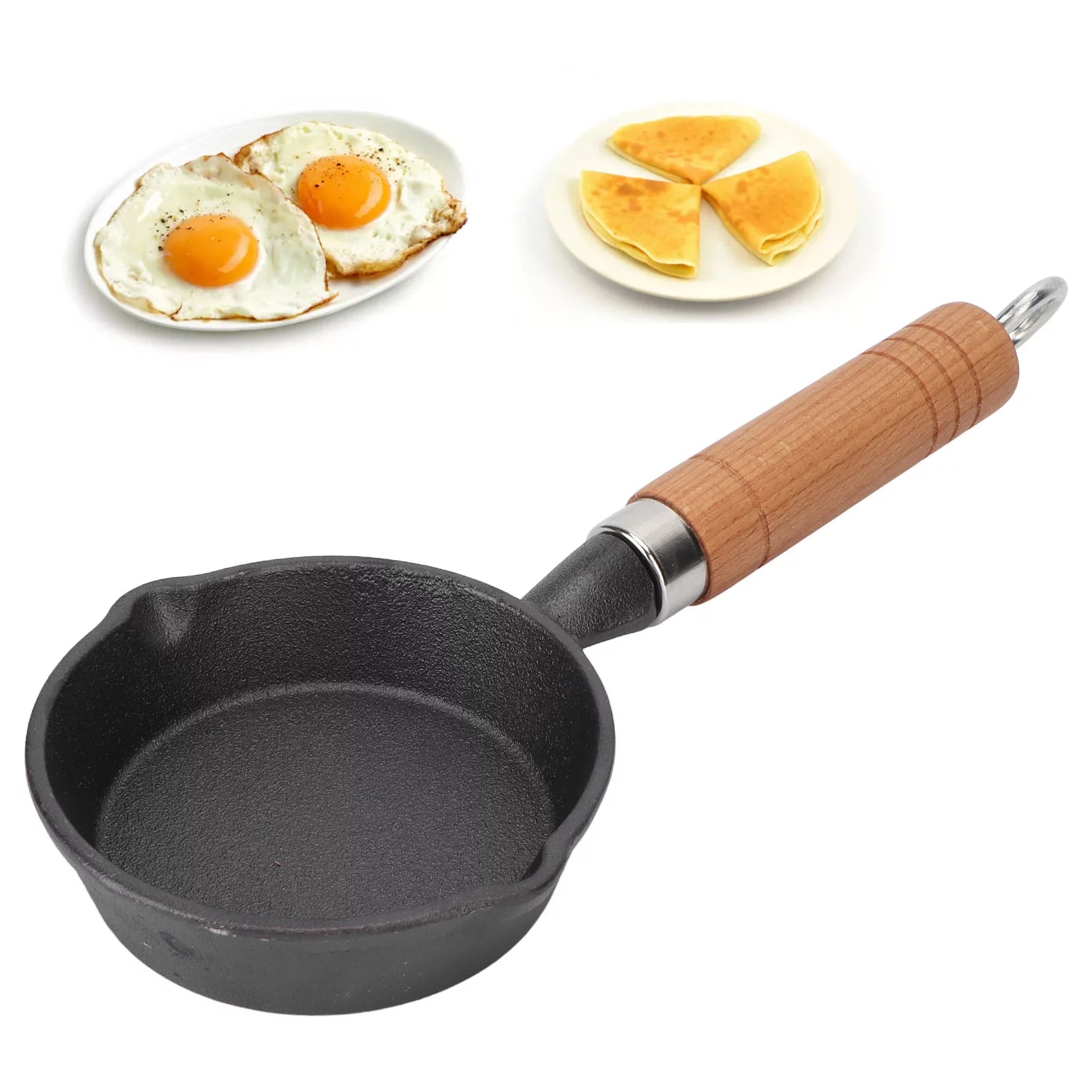 10CM Cast Iron Pan with Wood Handle N800