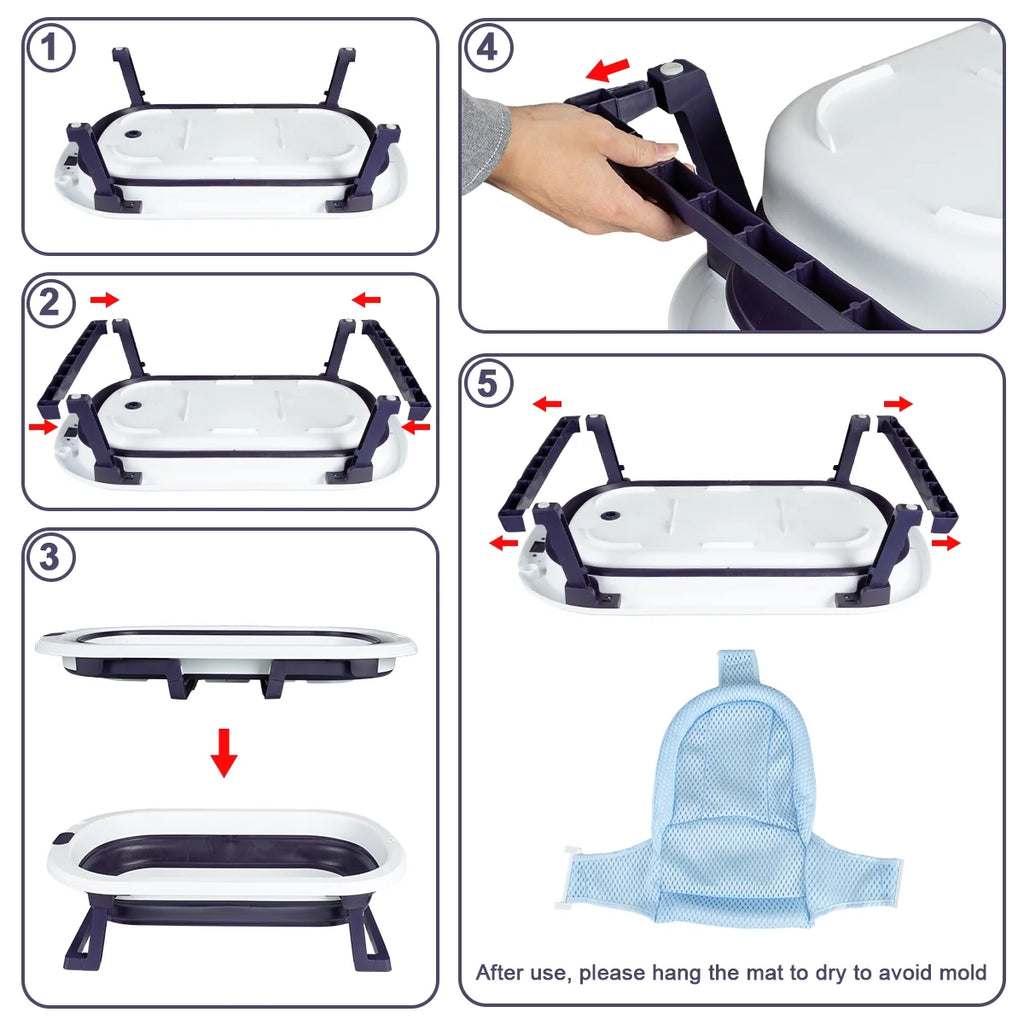 31'' Folding Baby Bathtub with Support Blue V64190