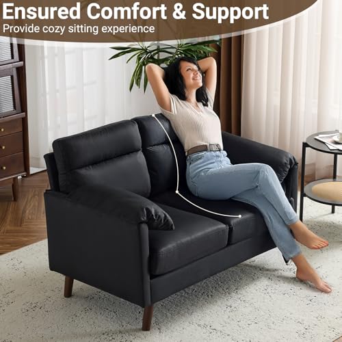 Beige Mini Loveseat Sofa with Suede Nap Upholstery F5580