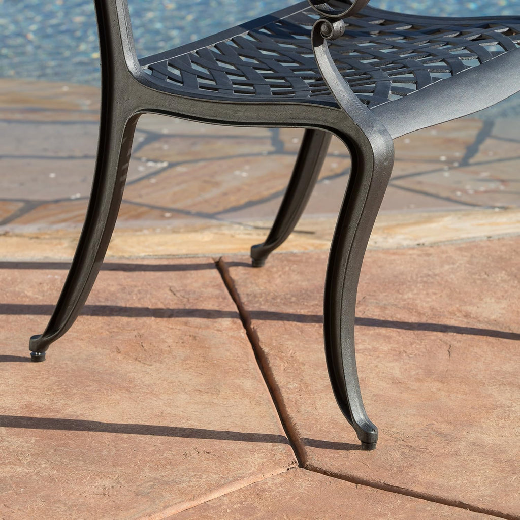 5-Pcs Cast Aluminum Outdoor Dining Set Black Sand S885484
