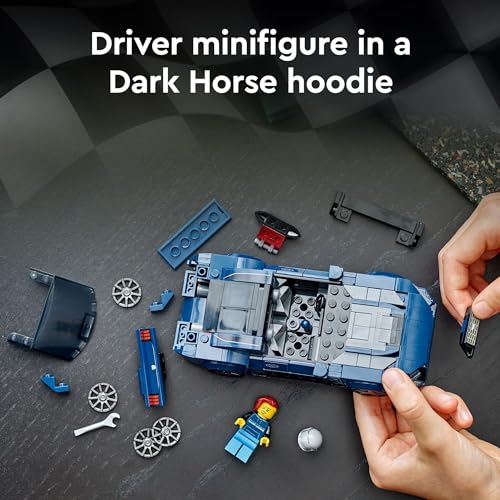 Blue Ford Mustang Dark Horse Sports Car Toy, Buildable Toy Car Model Set, 76920 D2454