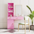 Pink Wood Computer Desk with Drawers Shelves Dresser Desk F986084