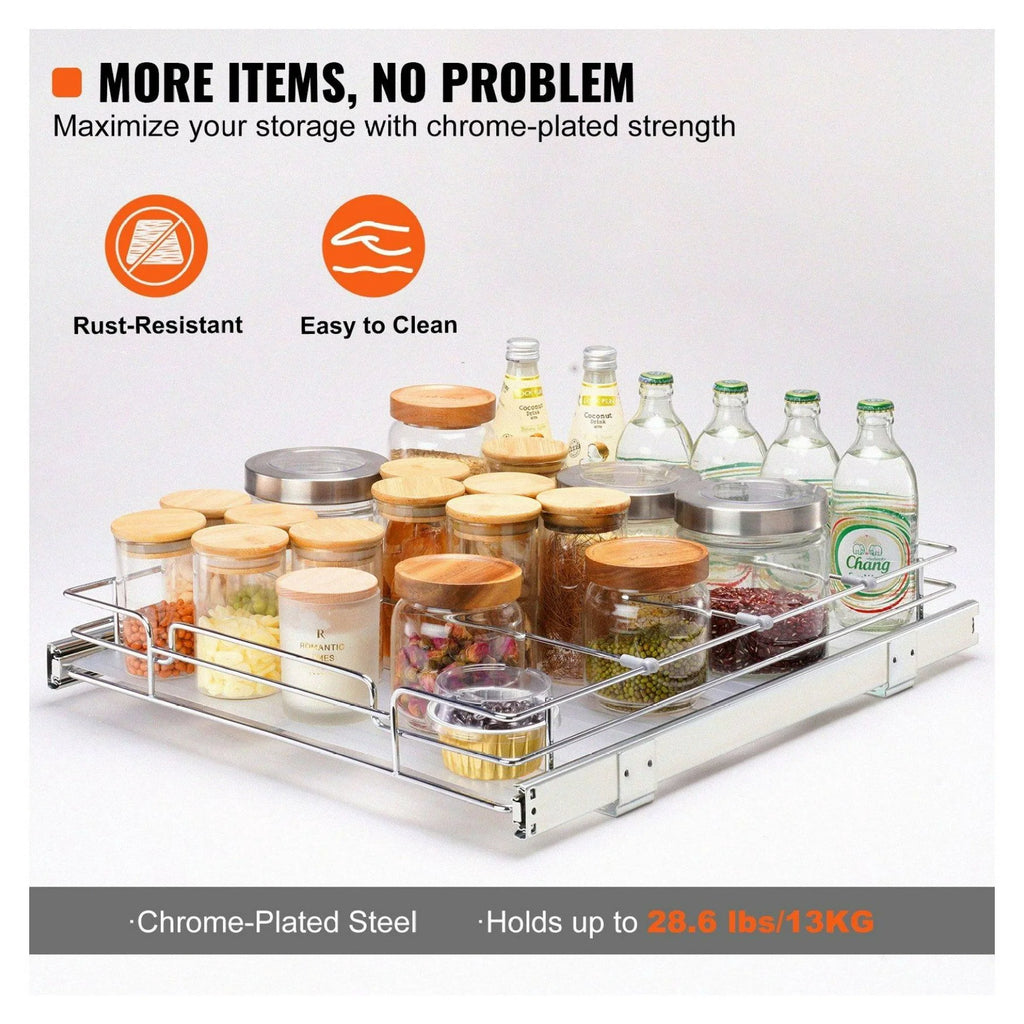 Chrome Steel Roll Out Drawers Cabinet Organizer J7566