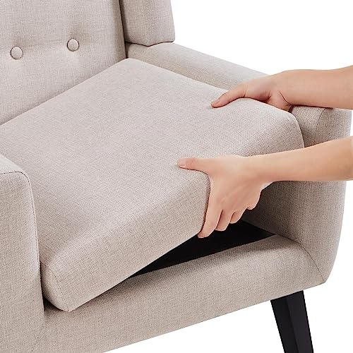 Beige Linen Fabric Accent Armchair S22587