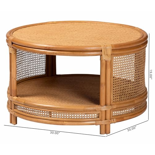 2-Tier Light Honey Rattan Coffee Table L250