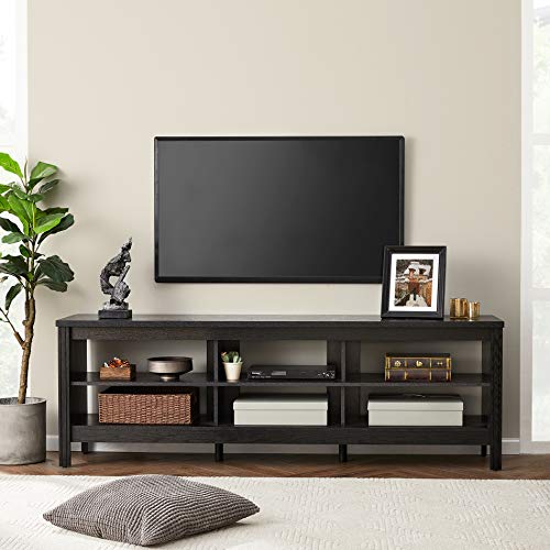 Brown 70 inch Wood TV Stand with 6 Storage Cubby Q92972