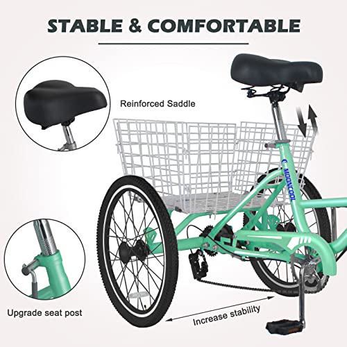 7 Speed 20/24/26 Inch Folding Tricycle with Large Basket P6286