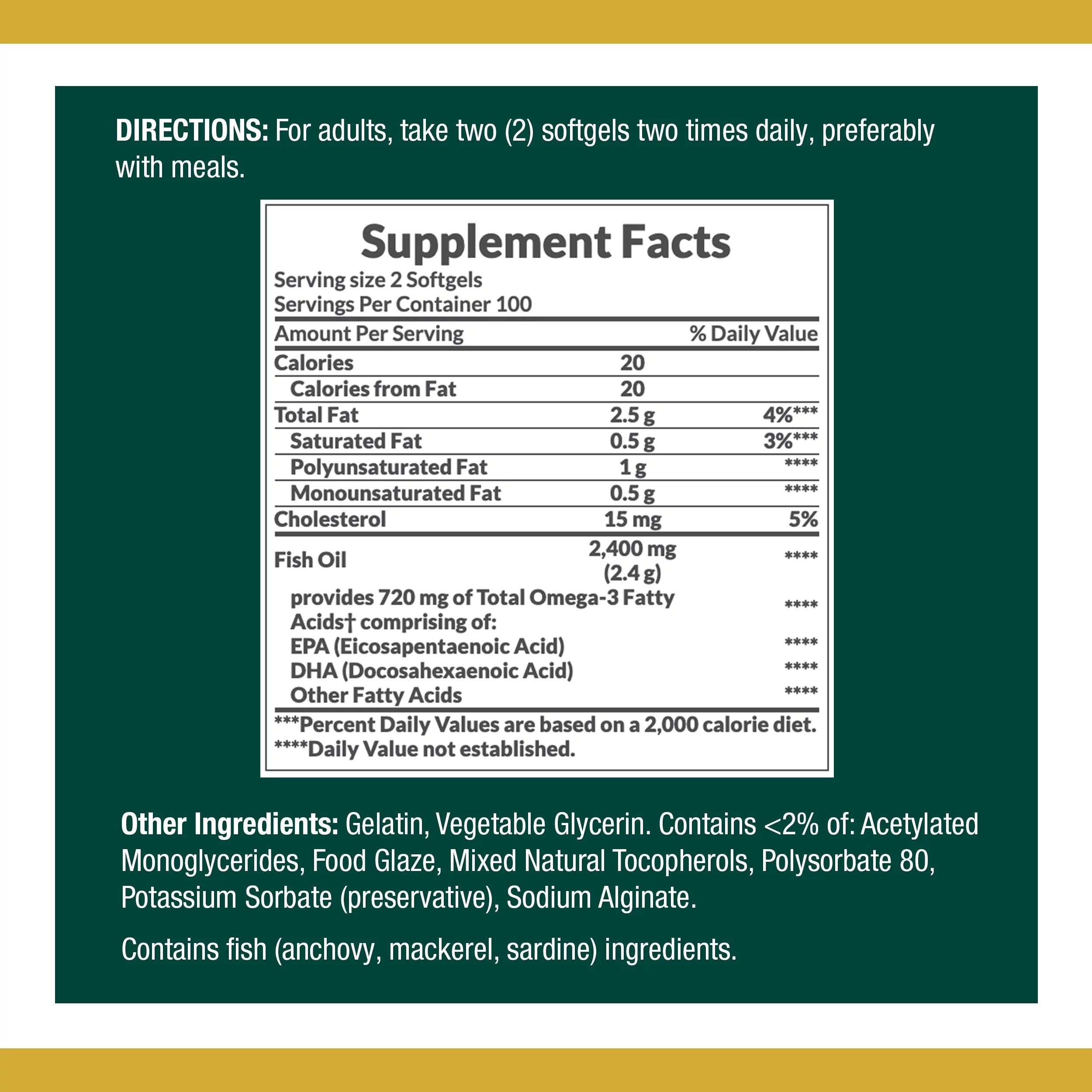 1200 Mg Fish Oil Softgels, 200 Ct, 2 Pack H1542