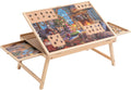 Tilting Puzzle Table with 2 Drawers, Adjustable Jigsaw Puzzle Board, Portable Wooden Puzzle Plateau with Folding Legs & Non-Slip Tabletop J978861