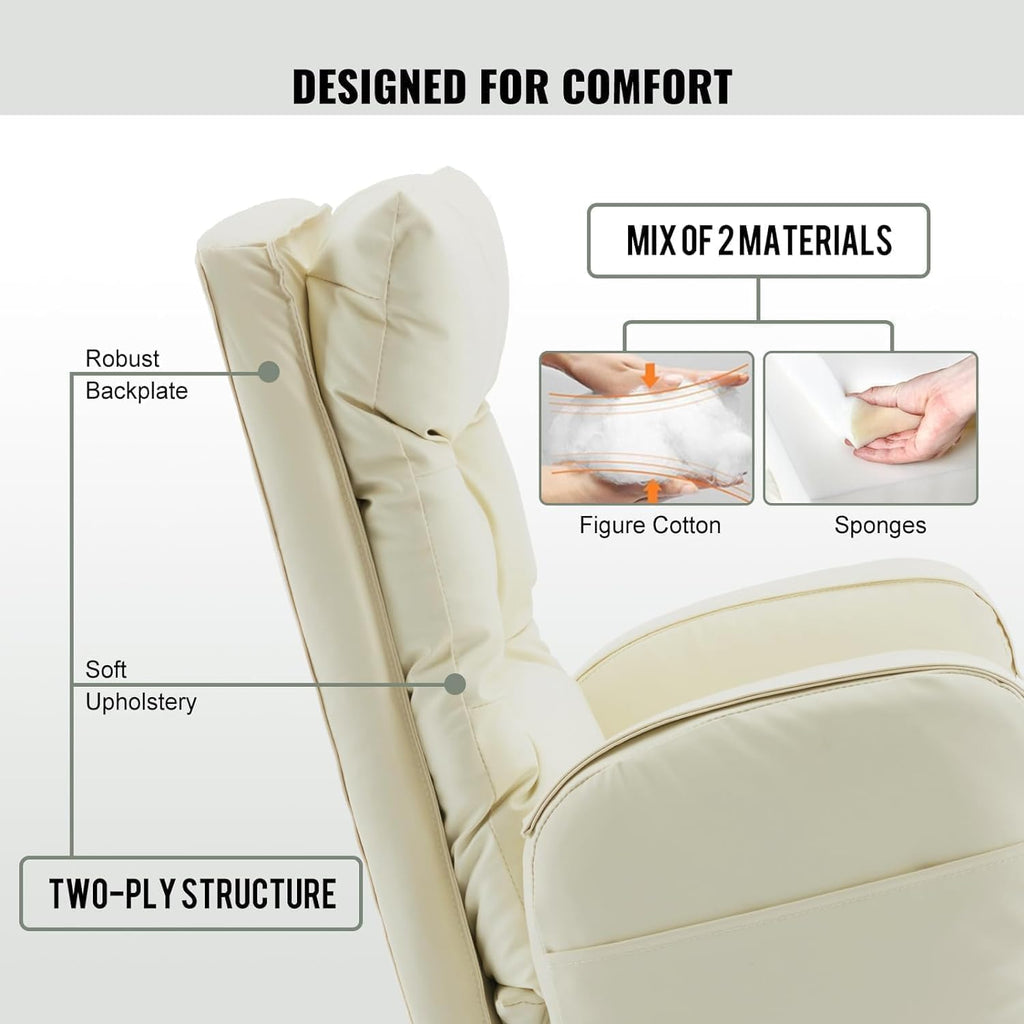 White High-Back PU Leather Office Chair with Footrest I850771