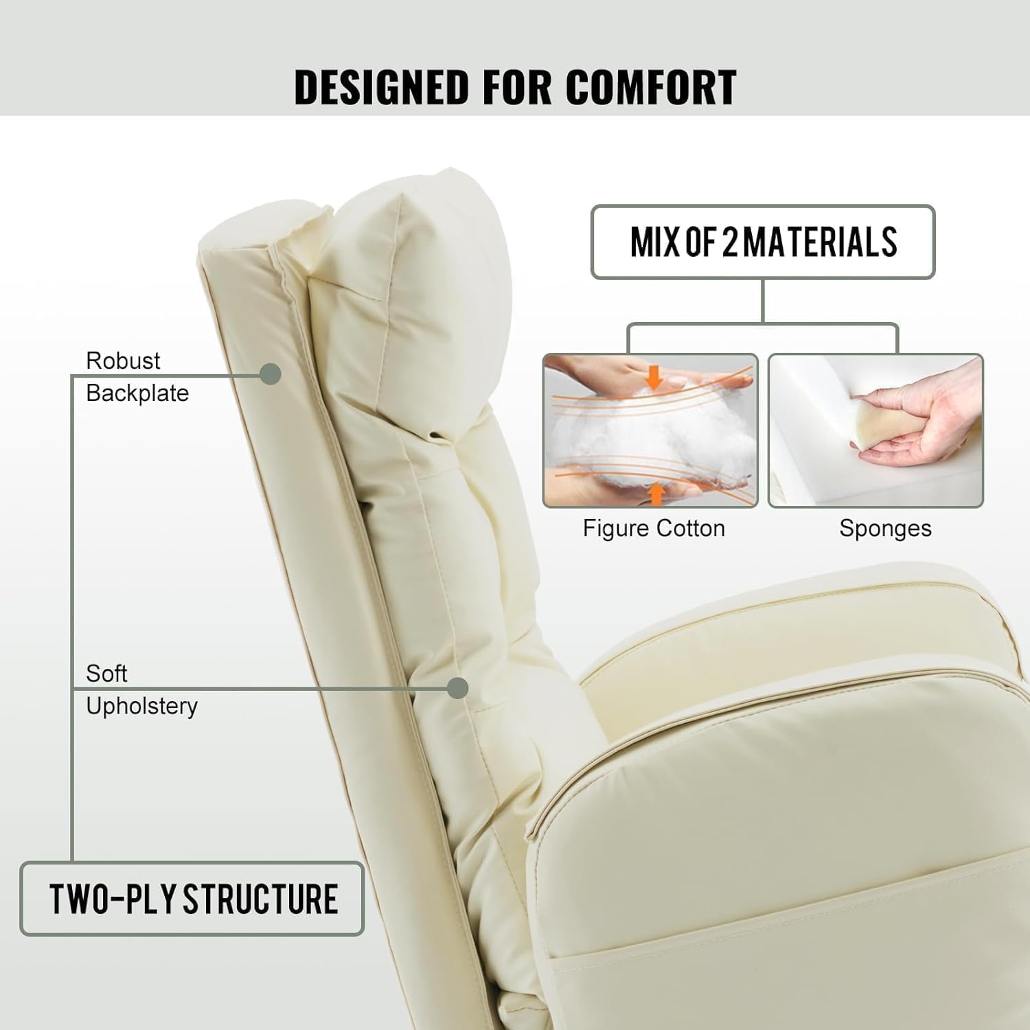 White High-Back PU Leather Office Chair with Footrest I850771