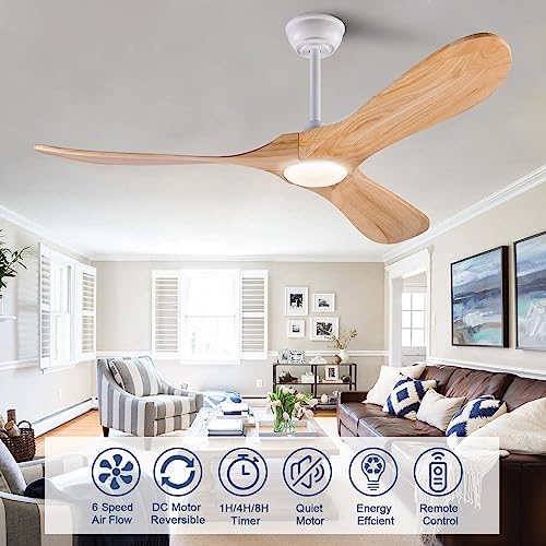 52 Inch Wood Ceiling Fan with Lights Remote Control Z9492