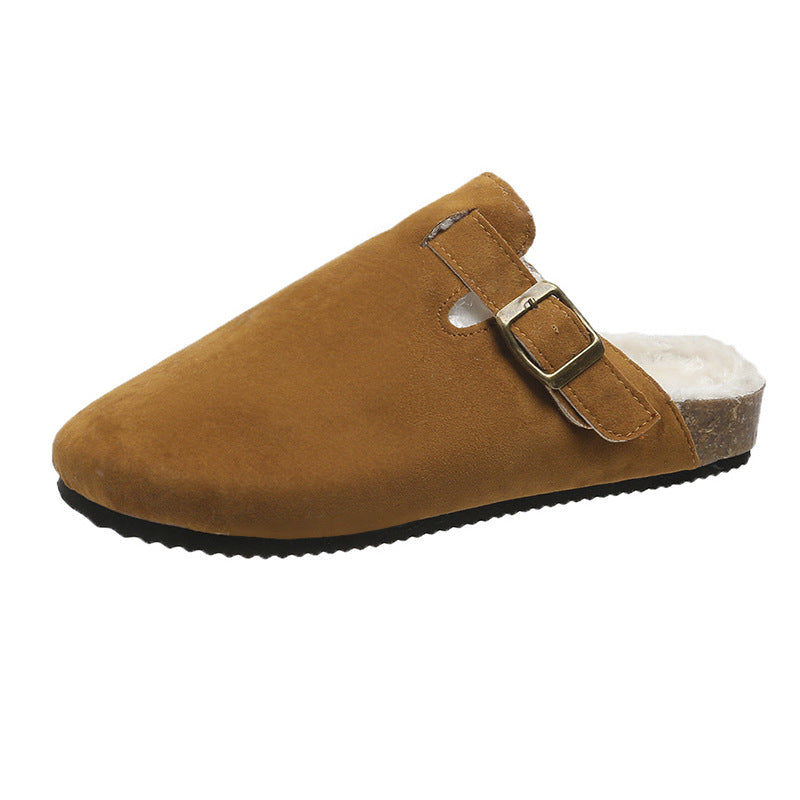 Women's Birkenstock Style Suede Buckle Clogs with Cork Footbed