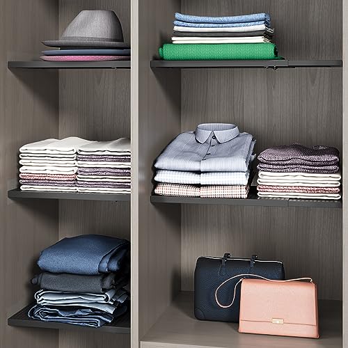 White Large Set of 2 Expandable Closet Shelf Organizer W9975