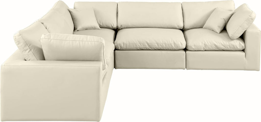 Cream Vegan Leather Modular Sectional T566457