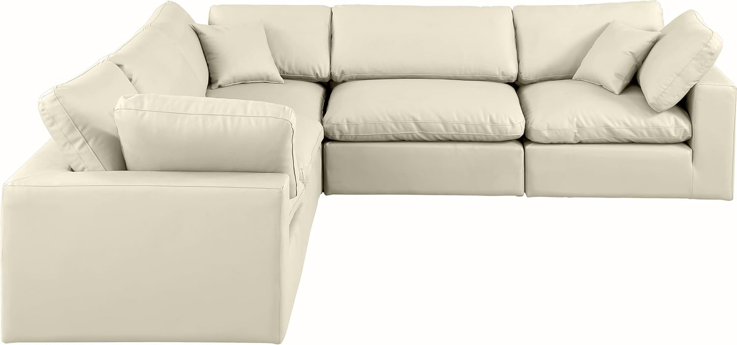 Cream Vegan Leather Modular Sectional T566457