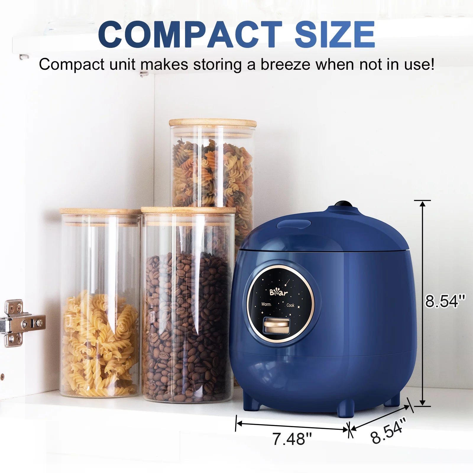 Blue 2 Cups Rice Cooker with Removable Nonstick Pot J709