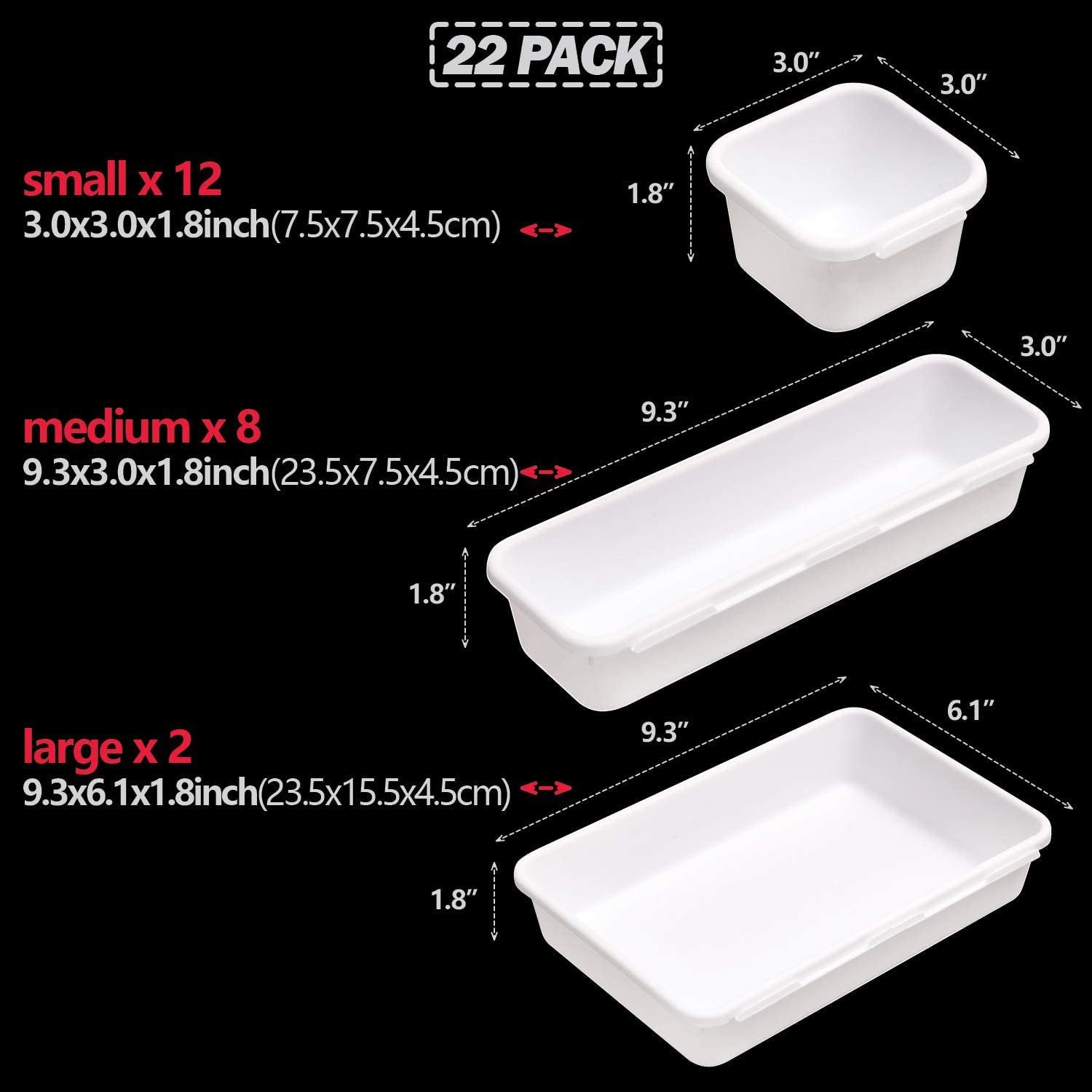 White Plastic Desk Drawer Organizer Set of 22 A6263