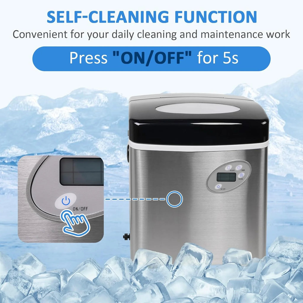 48.5lbs in 24Hrs Automatic Ice Cube Maker with Hand Scoop and Self Cleaning D33755