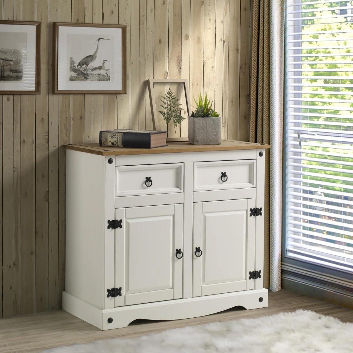 White Distressed Wood Buffet Sideboard K4368