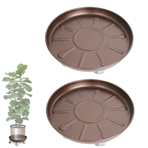 20" 2Pack Metal Plant Caddy with Wheels Lockable Casters G284