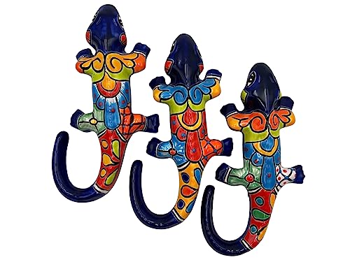 Talavera Pottery Iguana Wall Art Hand Painted Animal Sculpture Length 12.25" Q399912