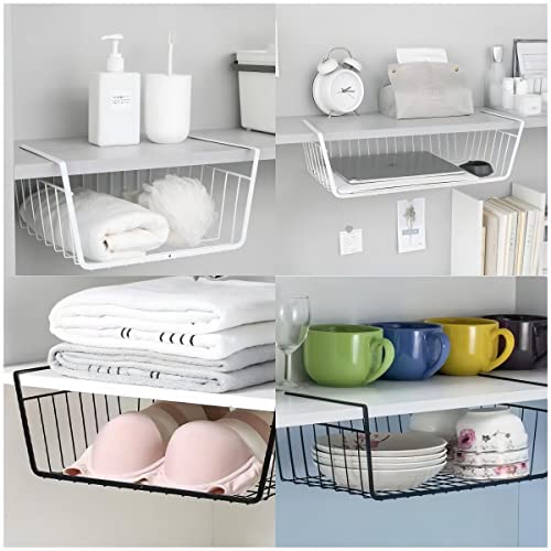 Black 2 Piece Under Shelf Hanging Storage Basket Q366929