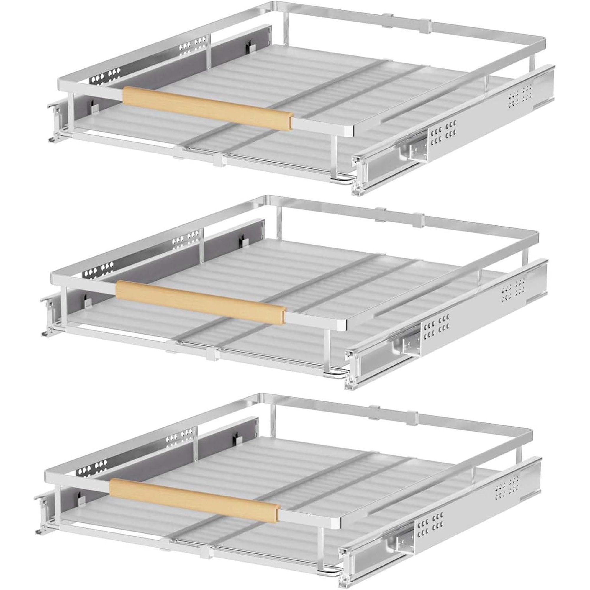 3 Packs Stainless Steel Expandable Slide Out Storage Drawers N418