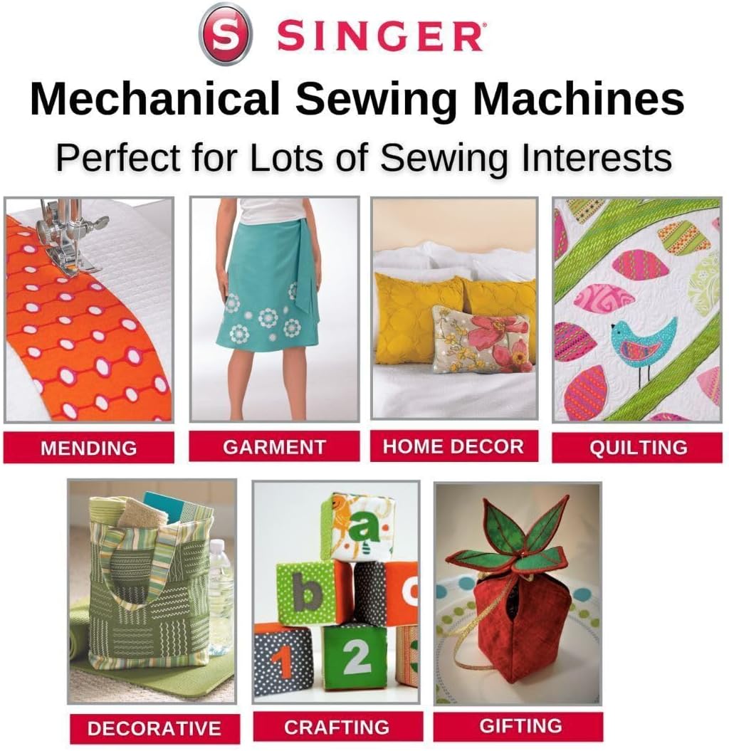 Mechanical Sewing Machine with 45 Stitch Applications, Top Drop-In Bobbin (White) G355
