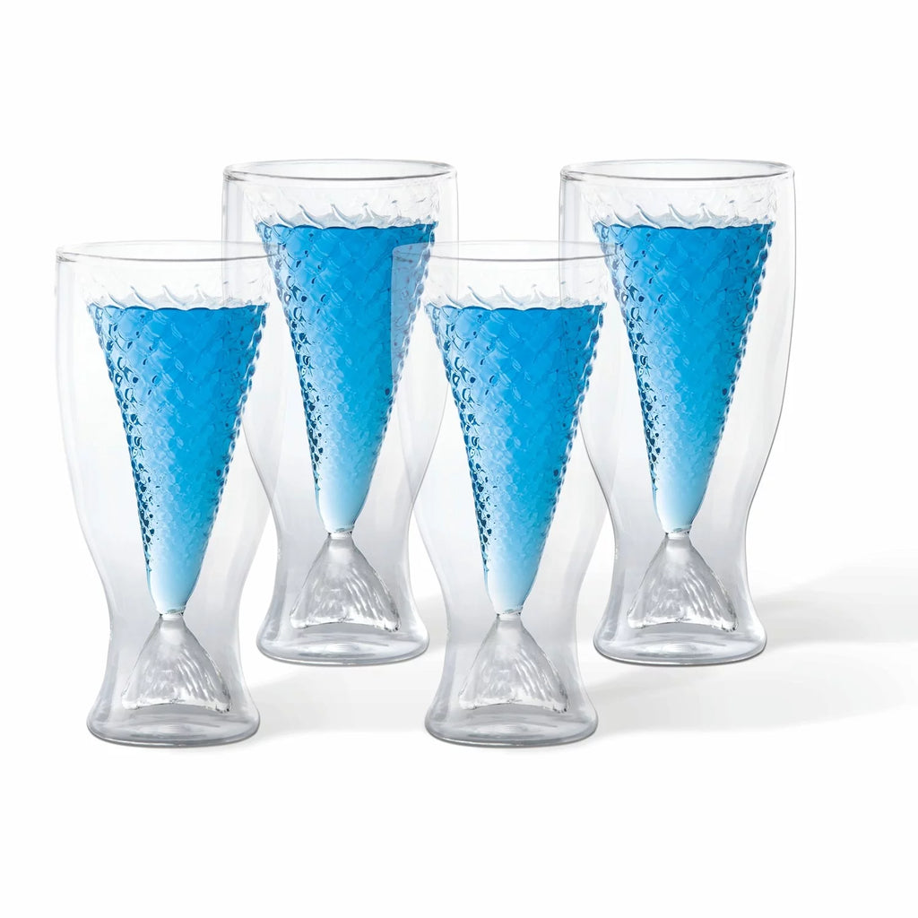 Mermaid Glass Set of 4 Drinking Glasses, 9 Ounces E602387