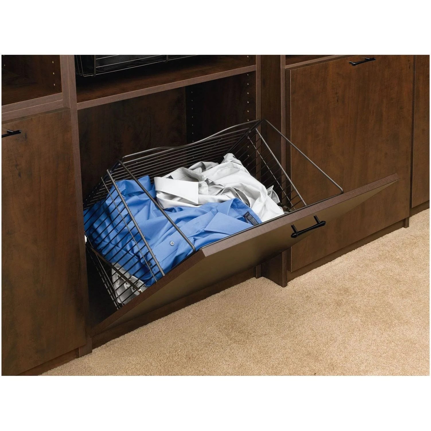 Tilt Out Hamper Basket, Satin Nickel F384446