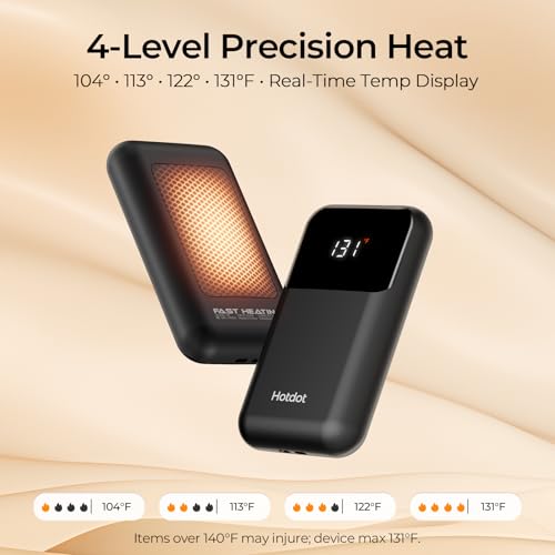 Rechargeable Electric Hand Warmers with Heat Levels and Display W3565