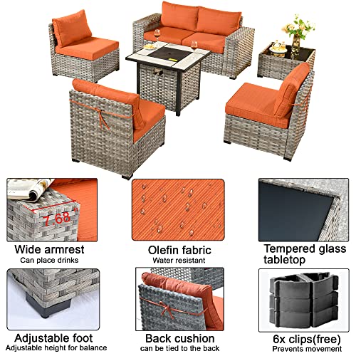 Black 6 Pcs Patio Furniture Set with Coffee Table H542